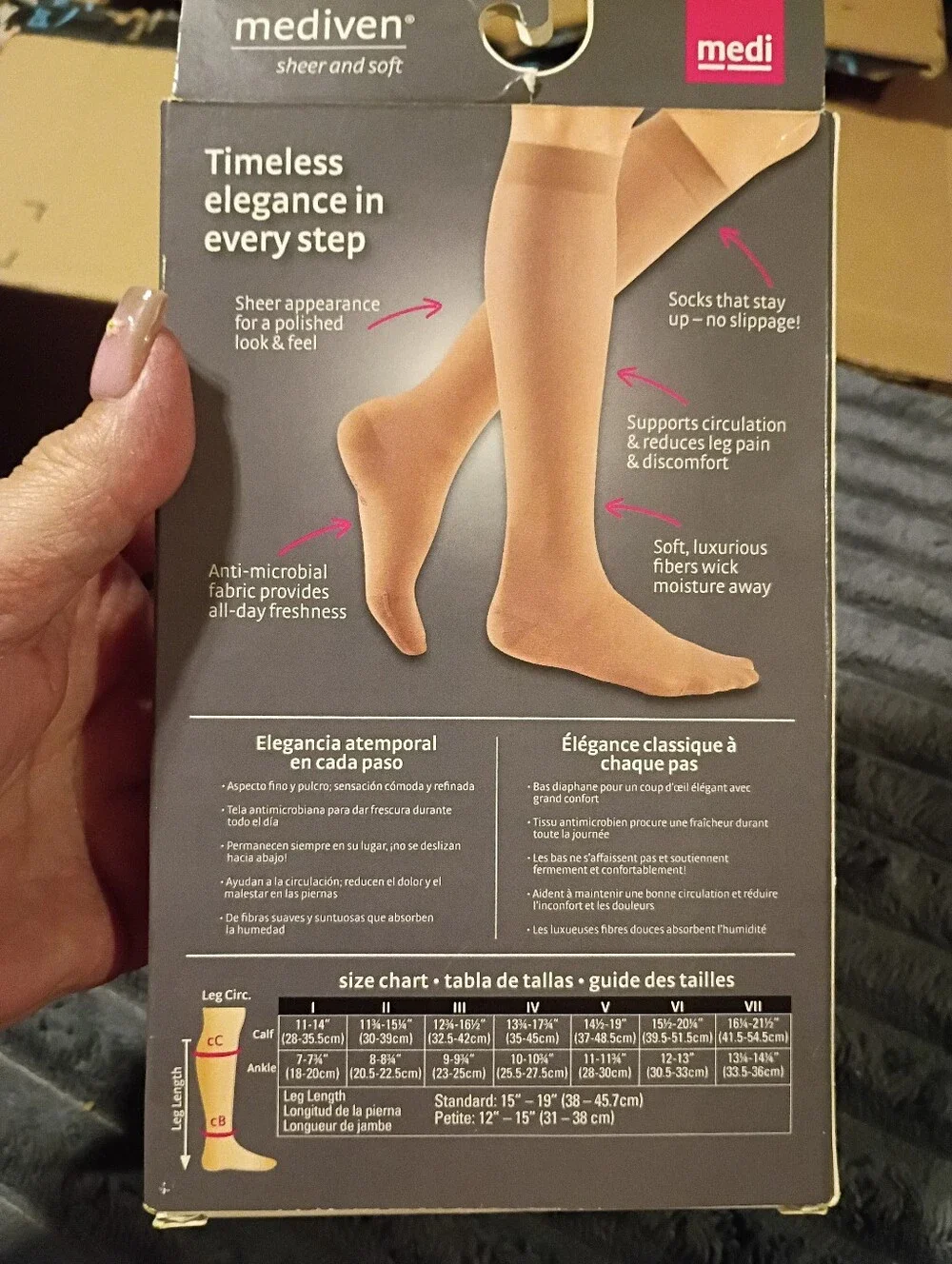 Mediven Sheer and Soft Compression Stockings - Calf High, Open Toe Ebony NIB